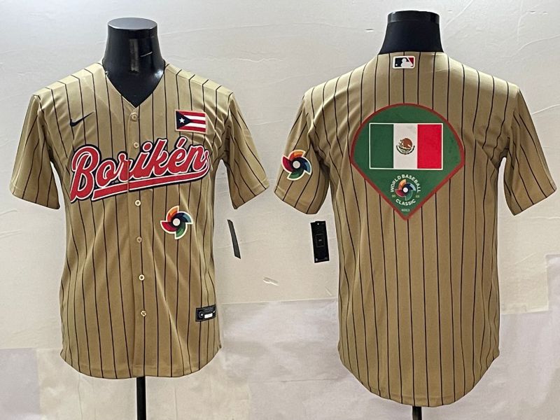 Men Puerto Rico Blank Brown Stripe Joint Name 2025 Nike MLB Jersey style 16->more jerseys->MLB Jersey